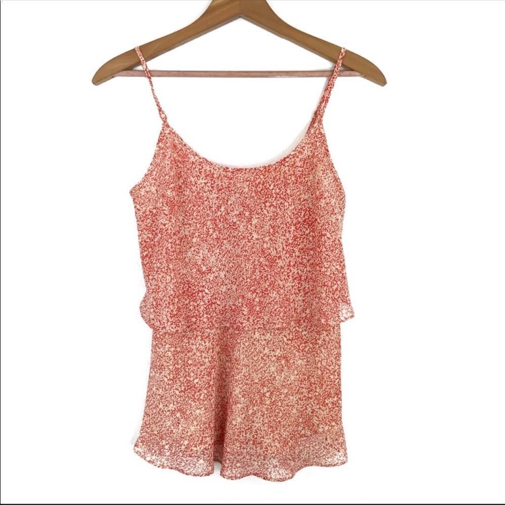 Cabi Womens Ruffle Camisole Size XS Red Cream Sleeveless #339